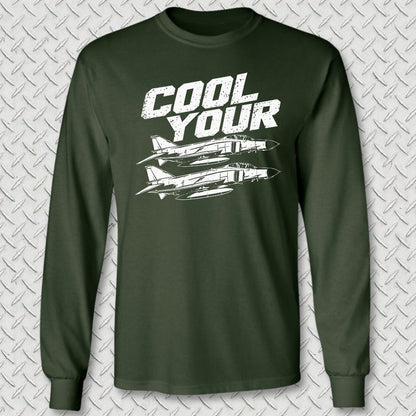 NavyHumor Long-sleeve S / Forest Green Cool Your Jets Long Sleeve Tee