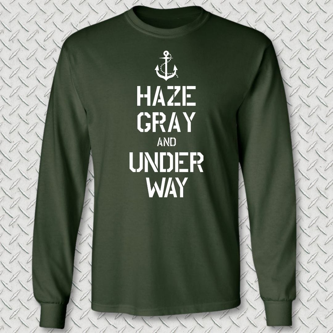 NavyHumor Long-sleeve S / Forest Green Haze Gray and Under Way Long Sleeve Tee
