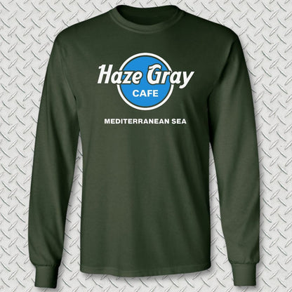 NavyHumor Long-sleeve S / Forest Green Haze Gray Cafe - Mediterranean Sea Long Sleeve Tee