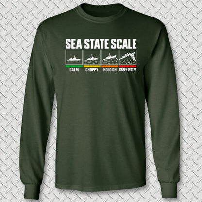 NavyHumor Long-sleeve S / Forest Green Sea State Scale Long Sleeve Tee