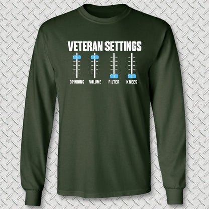 NavyHumor Long-sleeve S / Forest Green Veteran Settings Long Sleeve Tee