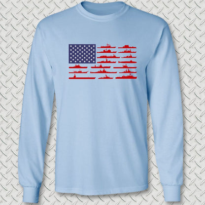 NavyHumor Long-sleeve S / Light Blue American Fleet Long Sleeve Tee