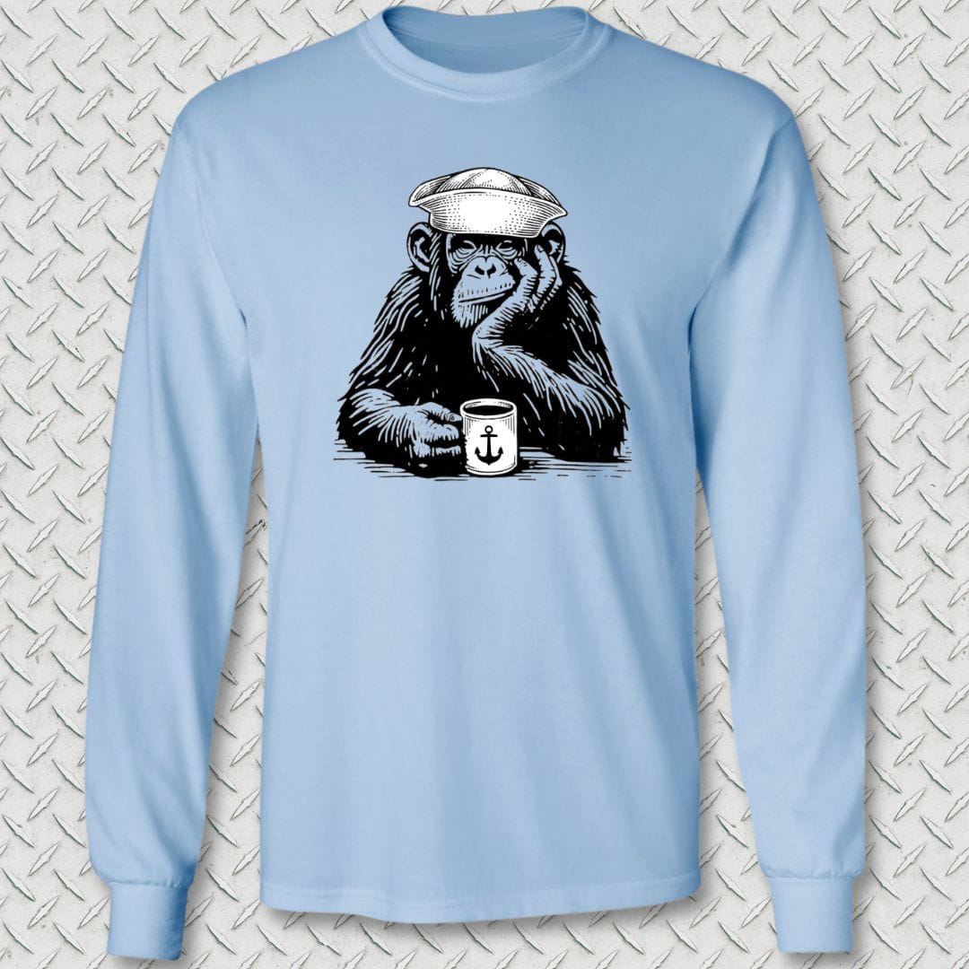 NavyHumor Long-sleeve S / Light Blue Coffee Monkey Long Sleeve Tee