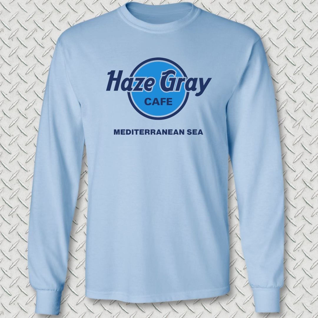 NavyHumor Long-sleeve S / Light Blue Haze Gray Cafe - Mediterranean Sea Long Sleeve Tee