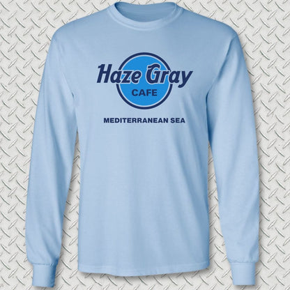 NavyHumor Long-sleeve S / Light Blue Haze Gray Cafe - Mediterranean Sea Long Sleeve Tee