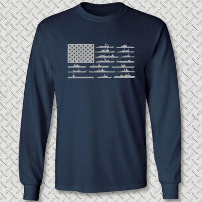 NavyHumor Long-sleeve S / Navy American Fleet Long Sleeve Tee