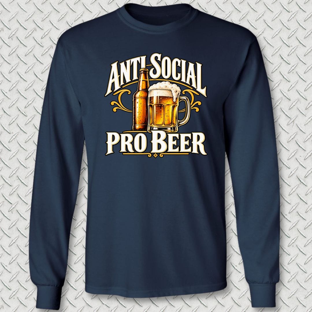 NavyHumor Long-sleeve S / Navy Anti Social, Pro Beer Long Sleeve Tee