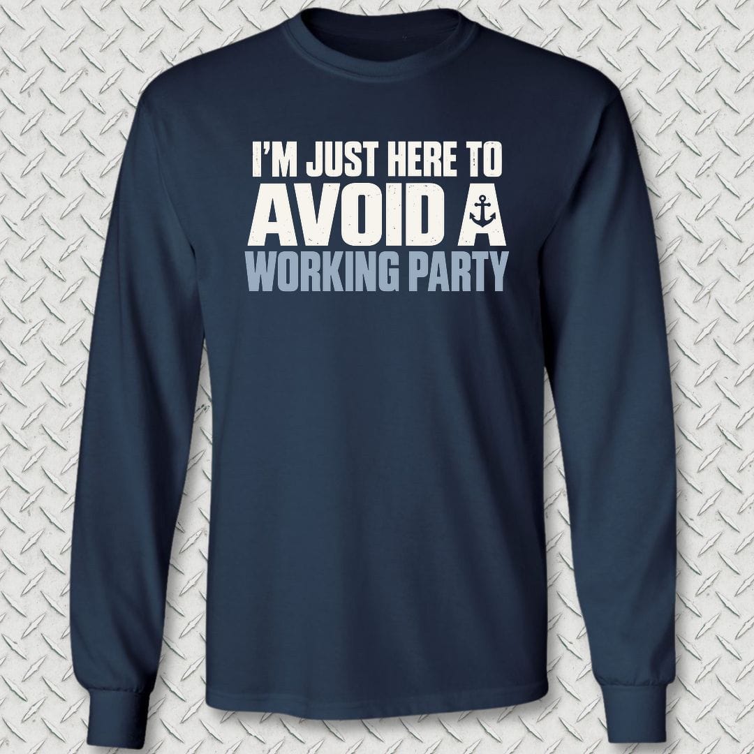 NavyHumor Long-sleeve S / Navy Avoid A Working Party Long Sleeve Tee