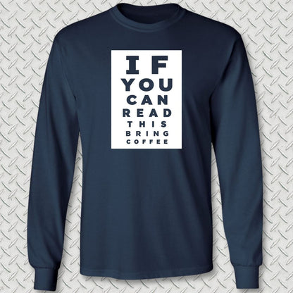 NavyHumor Long-sleeve S / Navy Bring Coffee Eye Chart Long Sleeve Tee