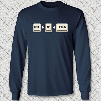 NavyHumor Long-sleeve S / Navy CTRL-ALT-DEPLOY Long Sleeve Tee