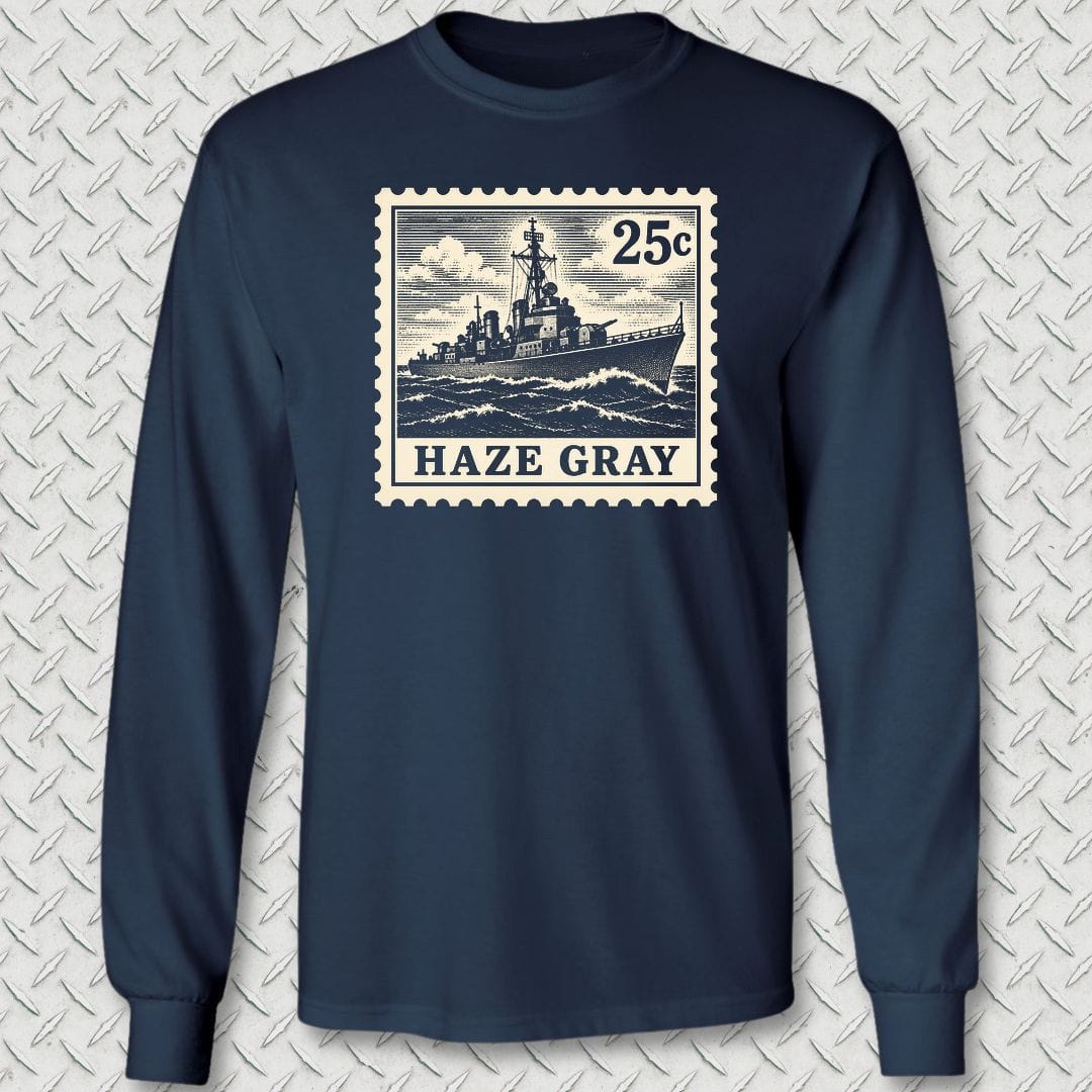NavyHumor Long-sleeve S / Navy Haze Gray Stamp Long Sleeve Tee