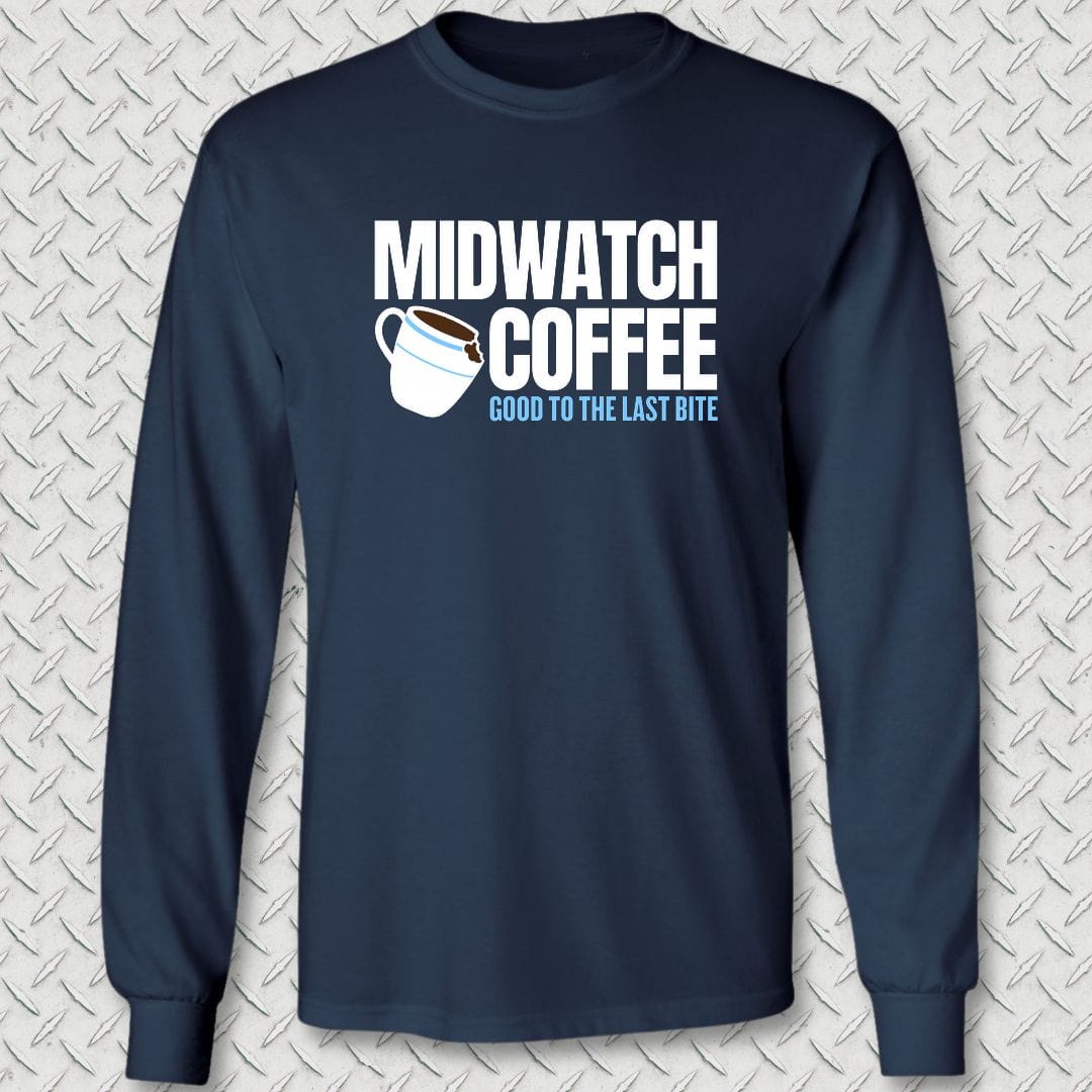 NavyHumor Long-sleeve S / Navy Midwatch Coffee - Good to the Last Bite Long Sleeve Tee
