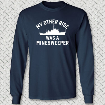 NavyHumor Long-sleeve S / Navy My Other Ride Was A Minesweeper Long Sleeve Tee