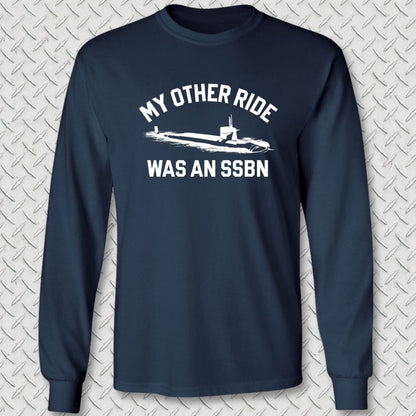 NavyHumor Long-sleeve S / Navy My Other Ride Was An SSBN Long Sleeve Tee
