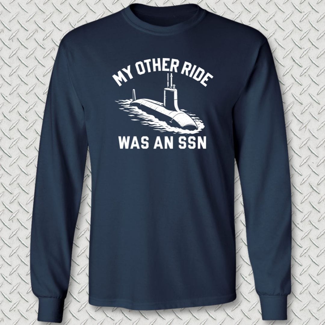 NavyHumor Long-sleeve S / Navy My Other Ride Was An SSN Long Sleeve Tee