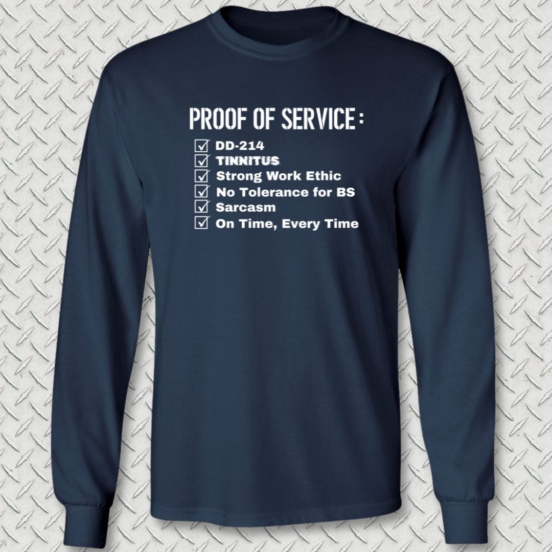 NavyHumor Long-sleeve S / Navy Proof Of Service Checklist Long Sleeve Tee