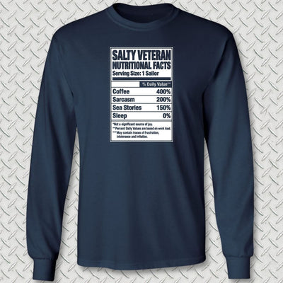Salty Veteran Nutritional Facts Long Sleeve Tee