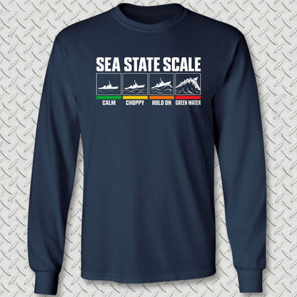 NavyHumor Long-sleeve S / Navy Sea State Scale Long Sleeve Tee