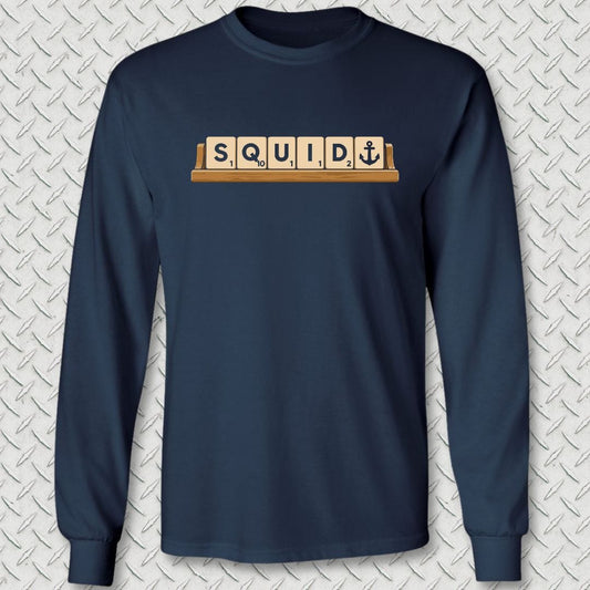 NavyHumor Long-sleeve S / Navy Squid Tiles Long Sleeve Tee