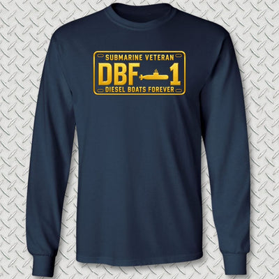 Submarine Veteran - DBF License Plate Long Sleeve Tee