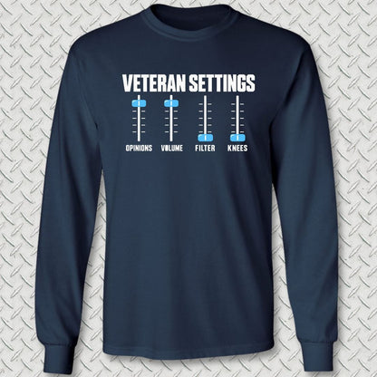 NavyHumor Long-sleeve S / Navy Veteran Settings Long Sleeve Tee