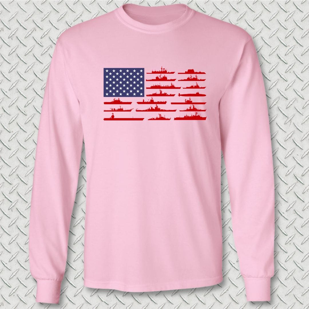 NavyHumor Long-sleeve S / Pink American Fleet Long Sleeve Tee