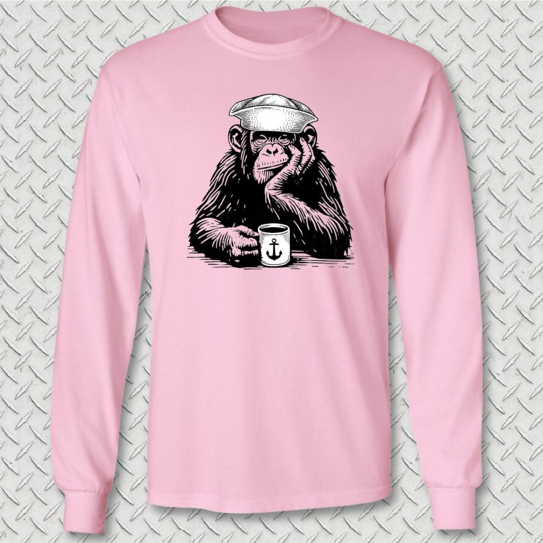 NavyHumor Long-sleeve S / Pink Coffee Monkey Long Sleeve Tee