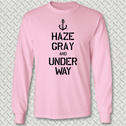 NavyHumor Long-sleeve S / Pink Haze Gray and Under Way Long Sleeve Tee