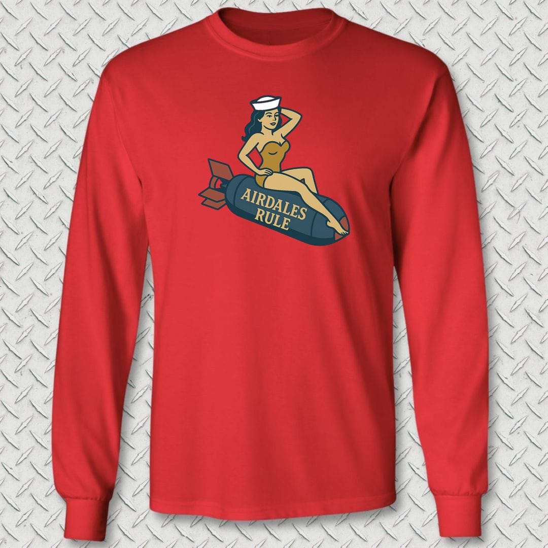 NavyHumor Long-sleeve S / Red Airdales Rule Tattoo Long Sleeve Tee