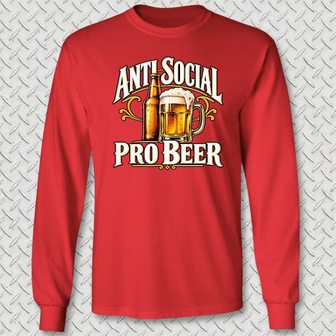 NavyHumor Long-sleeve S / Red Anti Social, Pro Beer Long Sleeve Tee