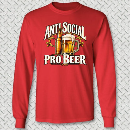 NavyHumor Long-sleeve S / Red Anti Social, Pro Beer Long Sleeve Tee