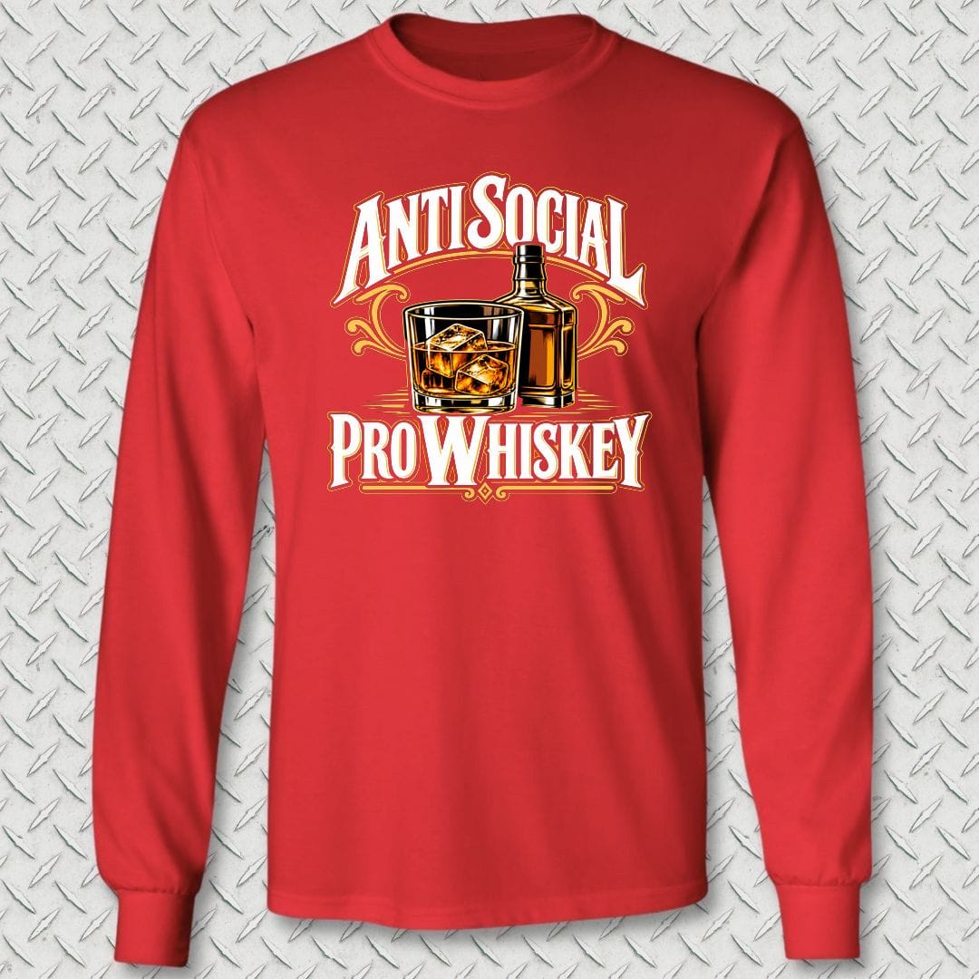 NavyHumor Long-sleeve S / Red Anti Social, Pro Whiskey Long Sleeve Tee