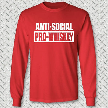 NavyHumor Long-sleeve S / Red Anti-Social, Pro-Whiskey Long Sleeve Tee