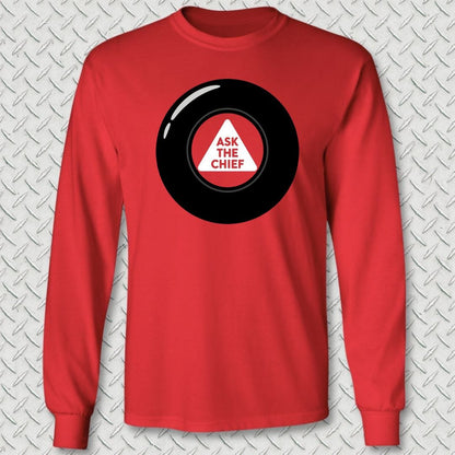 NavyHumor Long-sleeve S / Red Ask The Chief Eight Ball Long Sleeve Tee