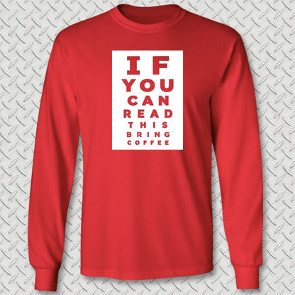 NavyHumor Long-sleeve S / Red Bring Coffee Eye Chart Long Sleeve Tee
