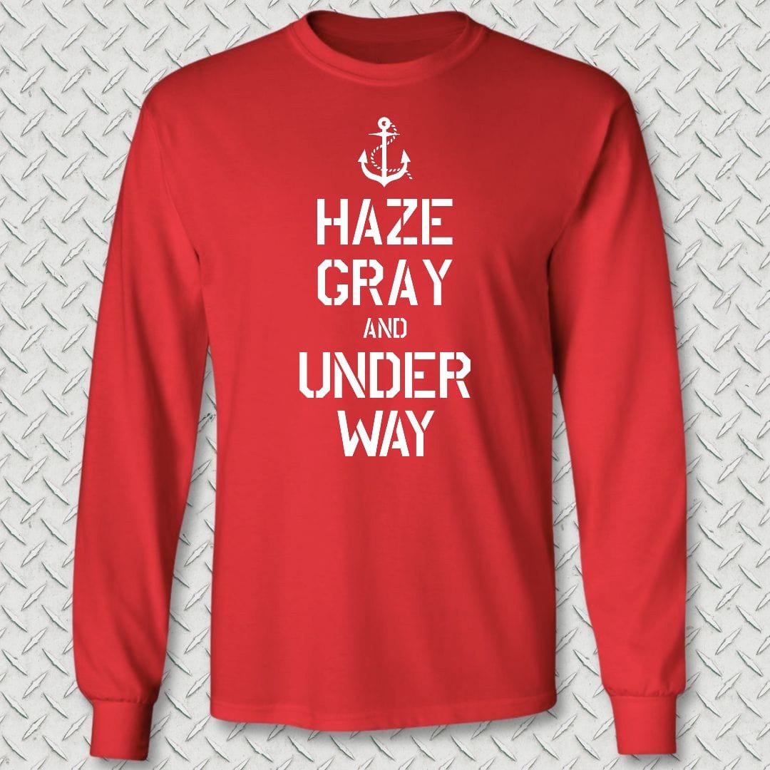 NavyHumor Long-sleeve S / Red Haze Gray and Under Way Long Sleeve Tee