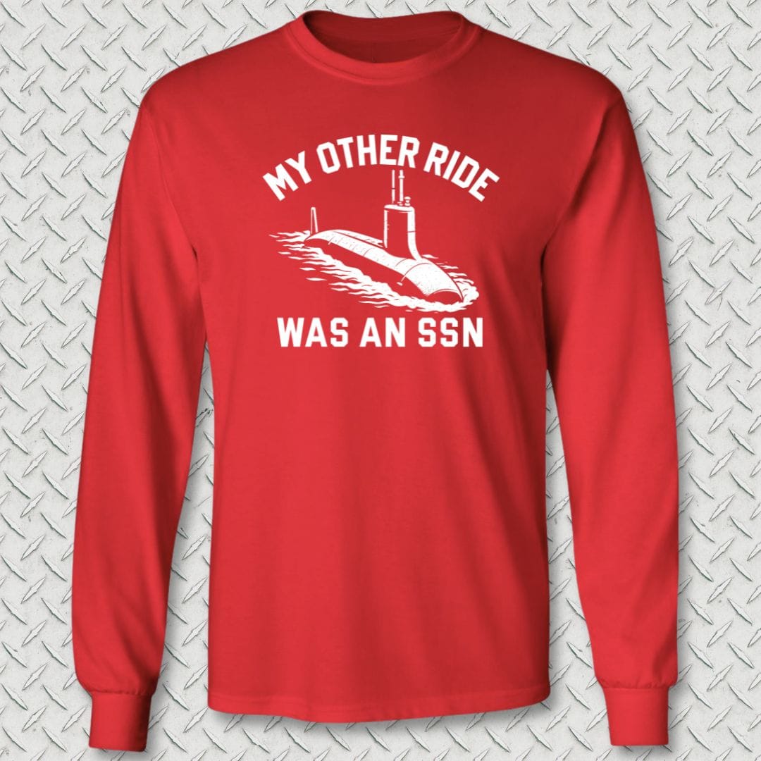 NavyHumor Long-sleeve S / Red My Other Ride Was An SSN Long Sleeve Tee