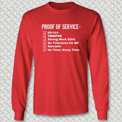 NavyHumor Long-sleeve S / Red Proof Of Service Checklist Long Sleeve Tee