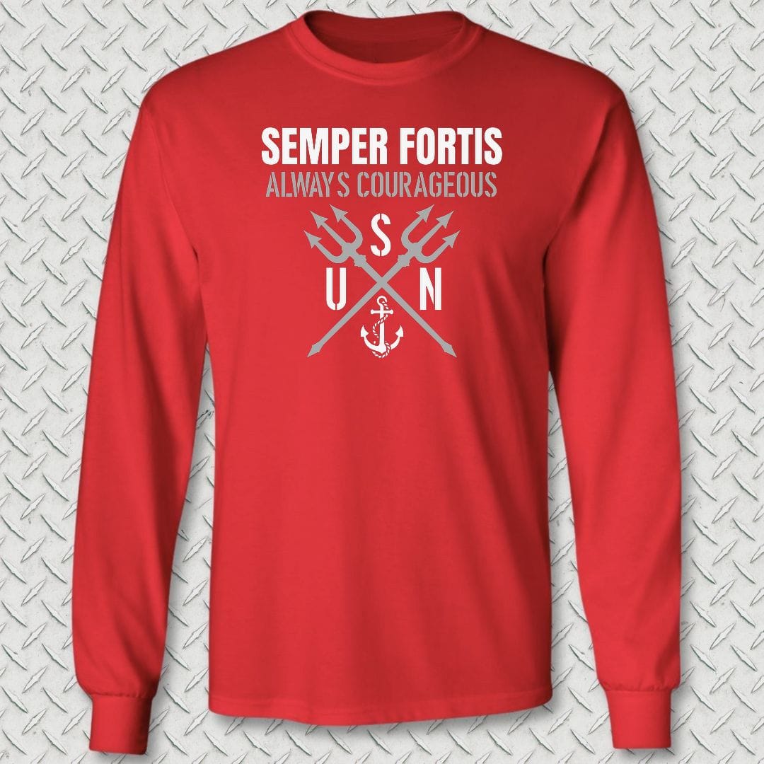 NavyHumor Long-sleeve S / Red Semper Fortis Long Sleeve Tee