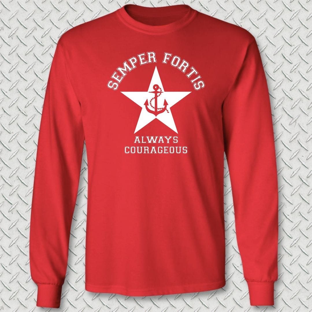NavyHumor Long-sleeve S / Red Semper Fortis (Star & Anchor) Long Sleeve Tee