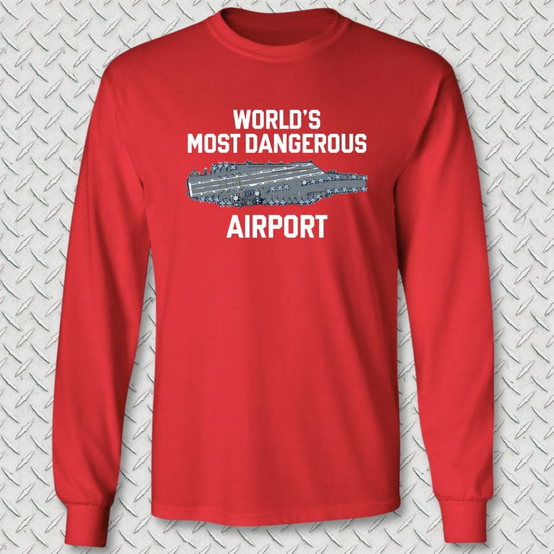 NavyHumor Long-sleeve S / Red World's Most Dangerous Airport Long Sleeve Tee