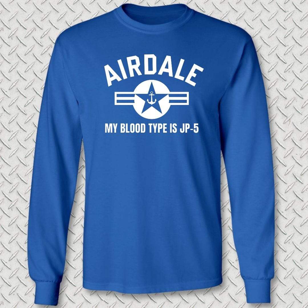 NavyHumor Long-sleeve S / Royal Blue Airdale - My Blood Type Is JP-5 Long Sleeve Tee