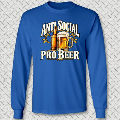 NavyHumor Long-sleeve S / Royal Blue Anti Social, Pro Beer Long Sleeve Tee