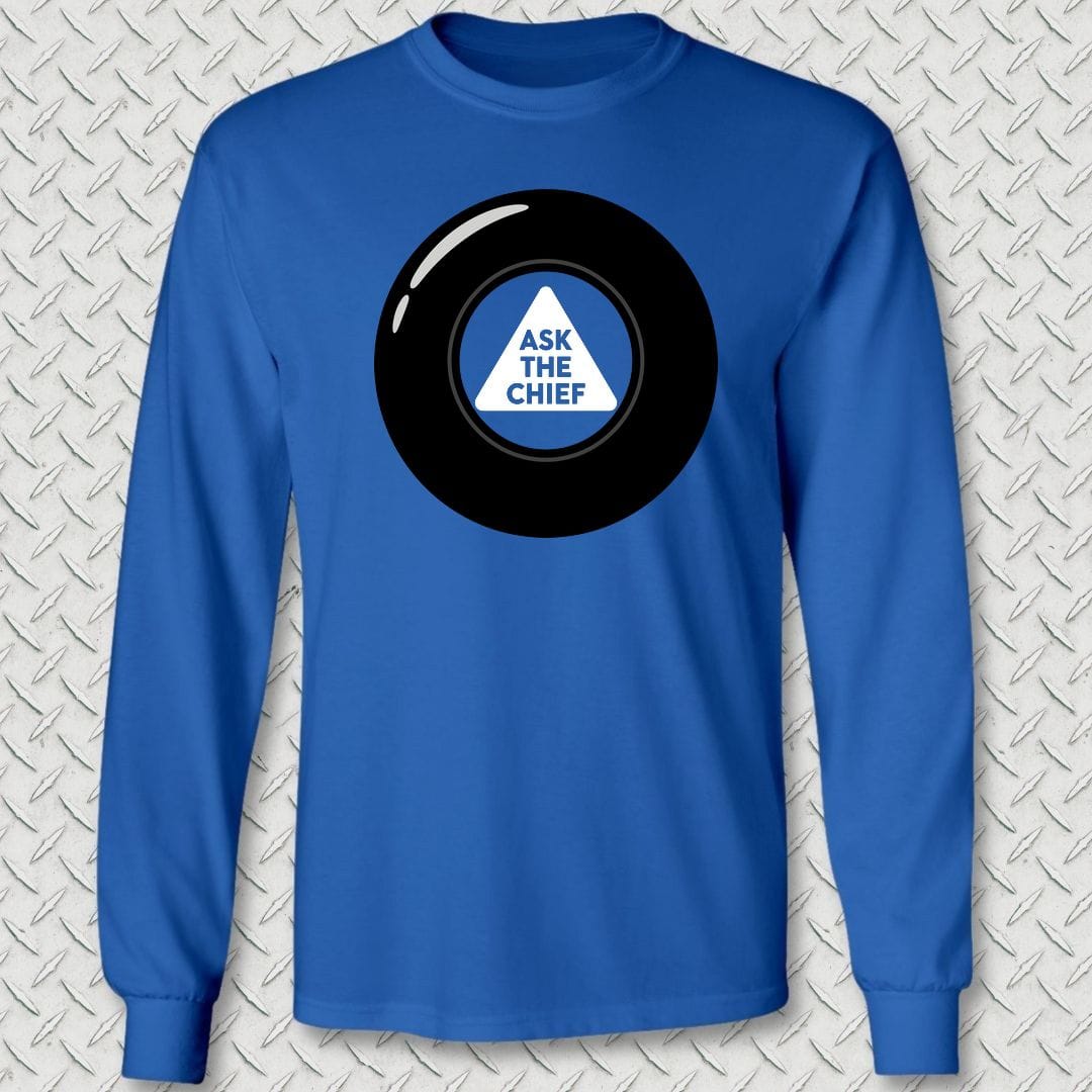 NavyHumor Long-sleeve S / Royal Blue Ask The Chief Eight Ball Long Sleeve Tee
