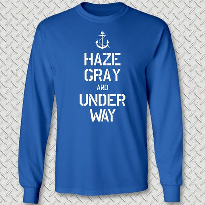 NavyHumor Long-sleeve S / Royal Blue Haze Gray and Under Way Long Sleeve Tee