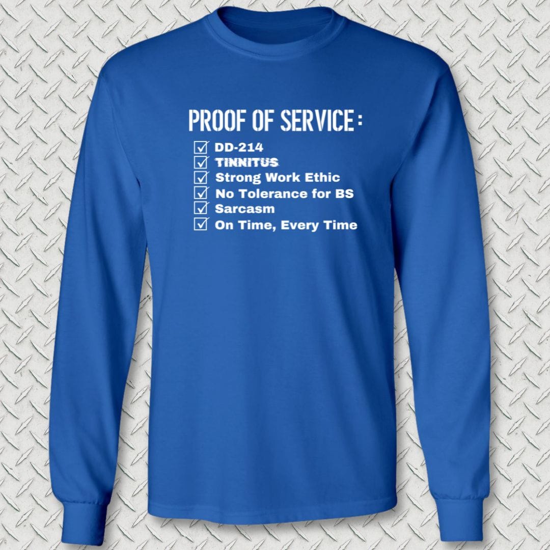 NavyHumor Long-sleeve S / Royal Blue Proof Of Service Checklist Long Sleeve Tee