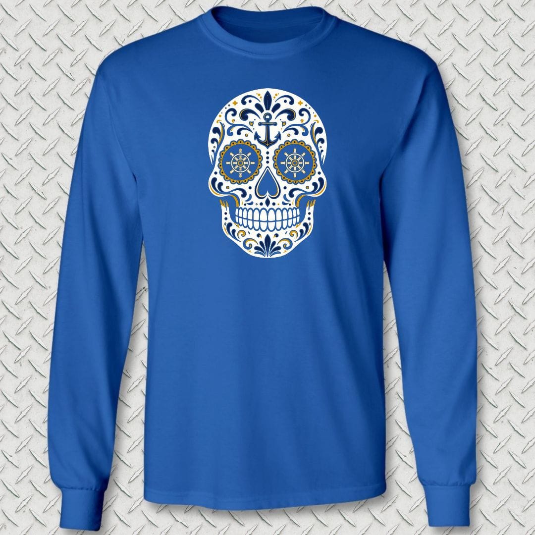 NavyHumor Long-sleeve S / Royal Blue Sailor Sugar Skull Long Sleeve Tee