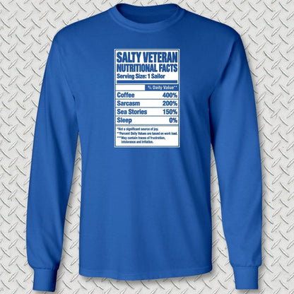 NavyHumor Long-sleeve S / Royal Blue Salty Veteran Nutritional Facts Long Sleeve Tee