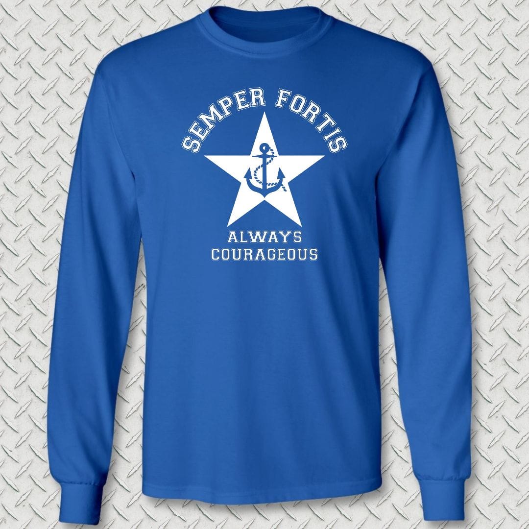 NavyHumor Long-sleeve S / Royal Blue Semper Fortis (Star & Anchor) Long Sleeve Tee