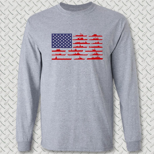NavyHumor Long-sleeve S / Sport Grey American Fleet Long Sleeve Tee